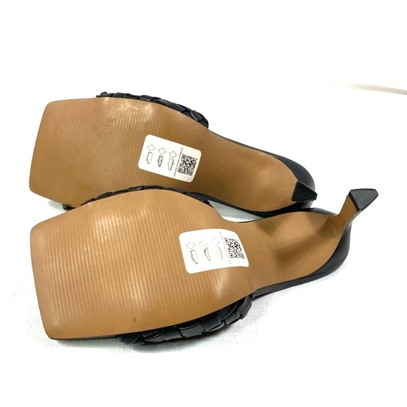 ASOS Basket Weave Peep Square Toe Black Slip On Mule Sandal Heel Size 7- New - Picture 8 of 8